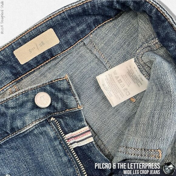 ANTHROPOLOGIE PILCRO & THE LETTERPRESS WIDE LEG CROP SAILOR JEANS SIZE 28 - Picture 6 of 13